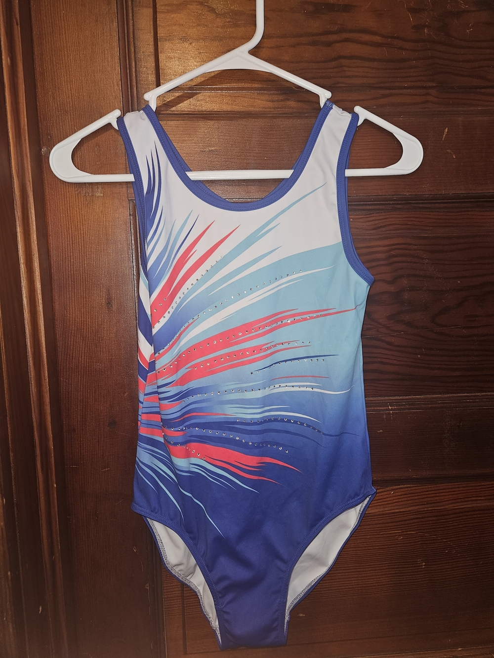Blue Ombre Girls' One-Piece Swimsuit with Coral Accent